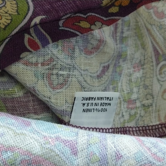 Bryn Walker 100% Linen Purple and Gold Asymmetrical Tunic Paisley - Picture 3 of 3